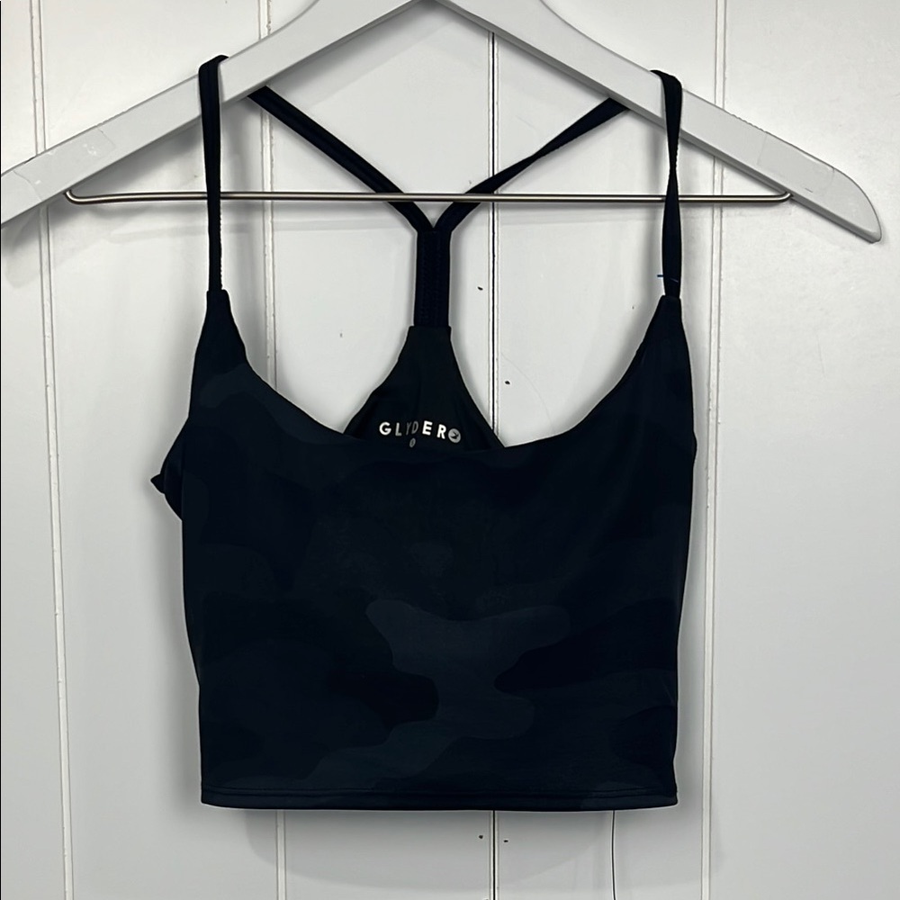 Glyder Womens Pure Bra S Smoke Camo Racerback Poly/Spandex Blend Quality Sporty